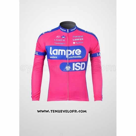2012 Maillot Ciclismo Lampre ISD Rose et Azur Manches Longues et Cuissard